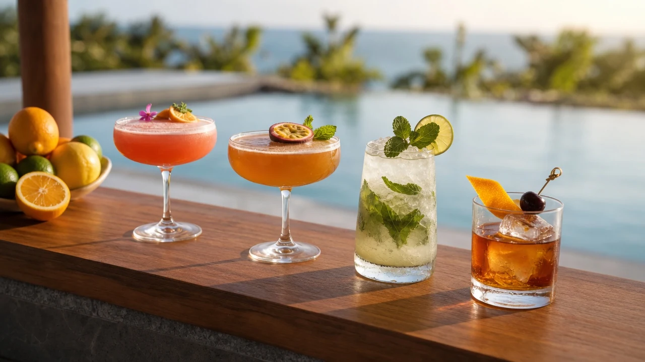 Selection of four handcrafted cocktails for a private Bali villa event