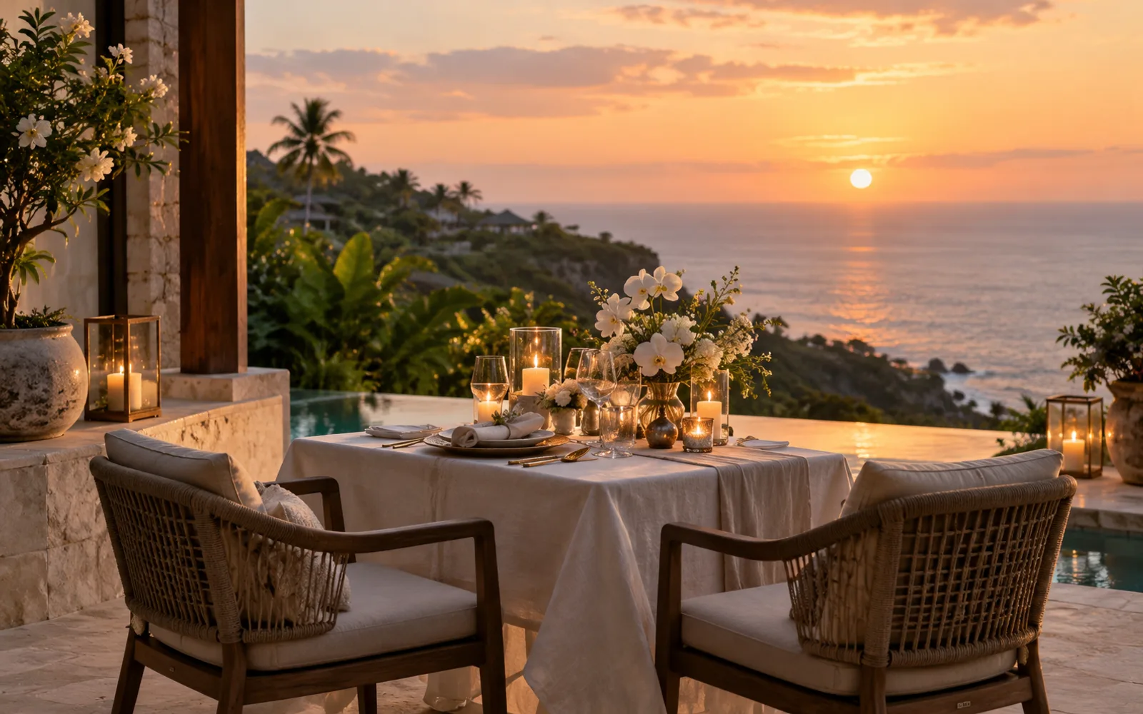 Proposal package Bali romantic dinner setup at a private villa