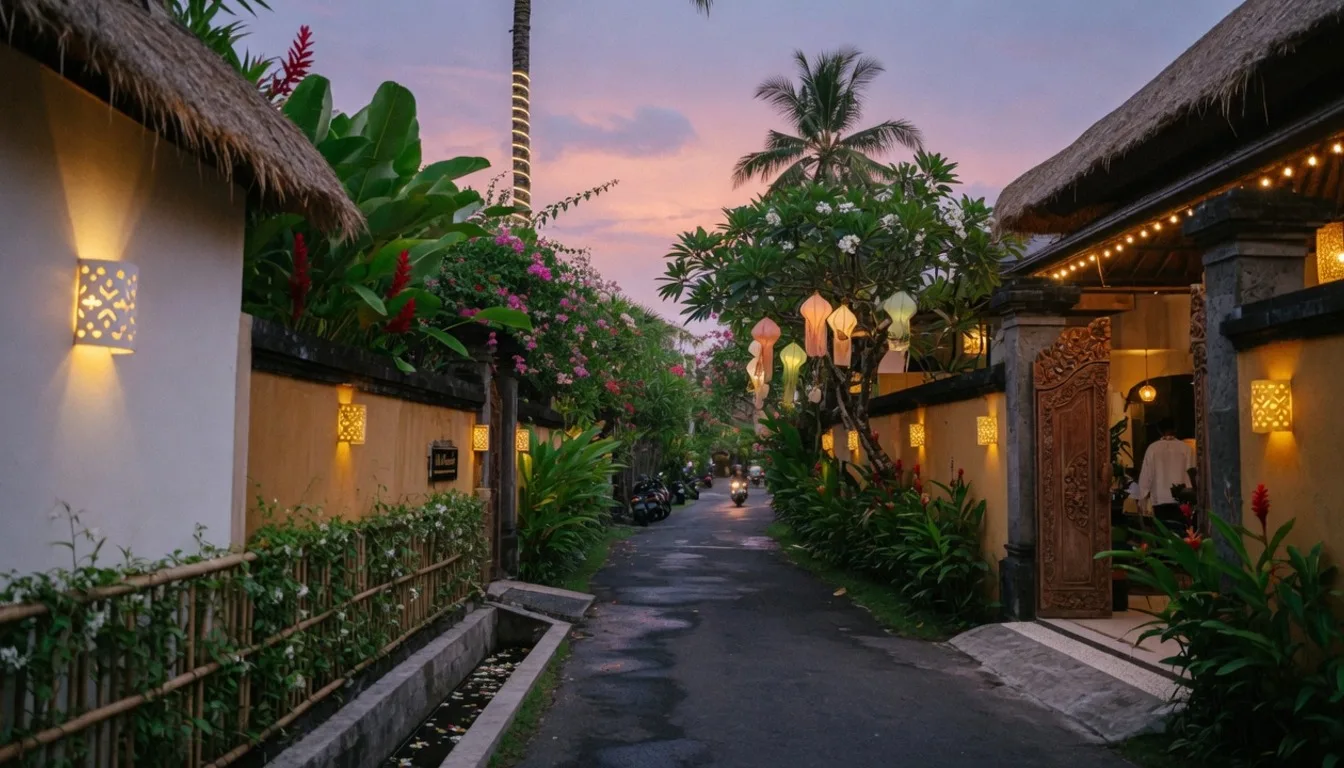 Map-style overview of Seminyak Petitenget villa zones relative to beach and main dining streets