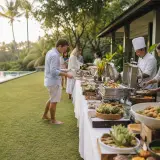 Private chef serving an intimate tasting dinner at a boutique villa in Mas, Bali
