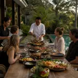 Private chef serving a clifftop dinner at a Bingin villa above the reef break