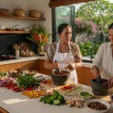 Private chef serving a Balinese feast at a villa overlooking the Jatiluwih UNESCO rice terraces