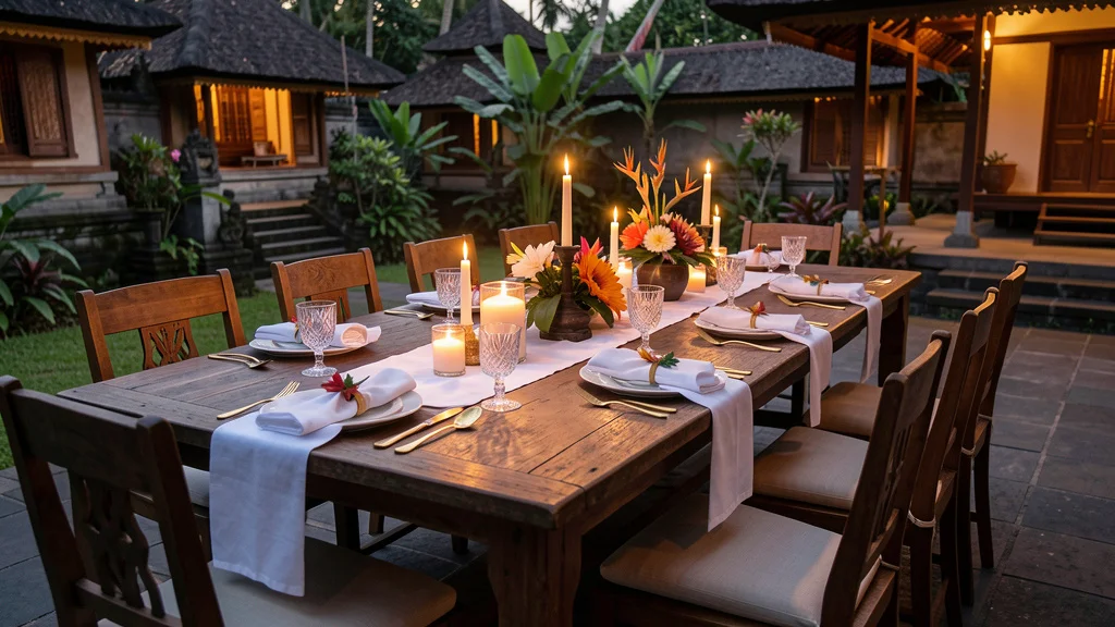 Elegant villa dining table setup