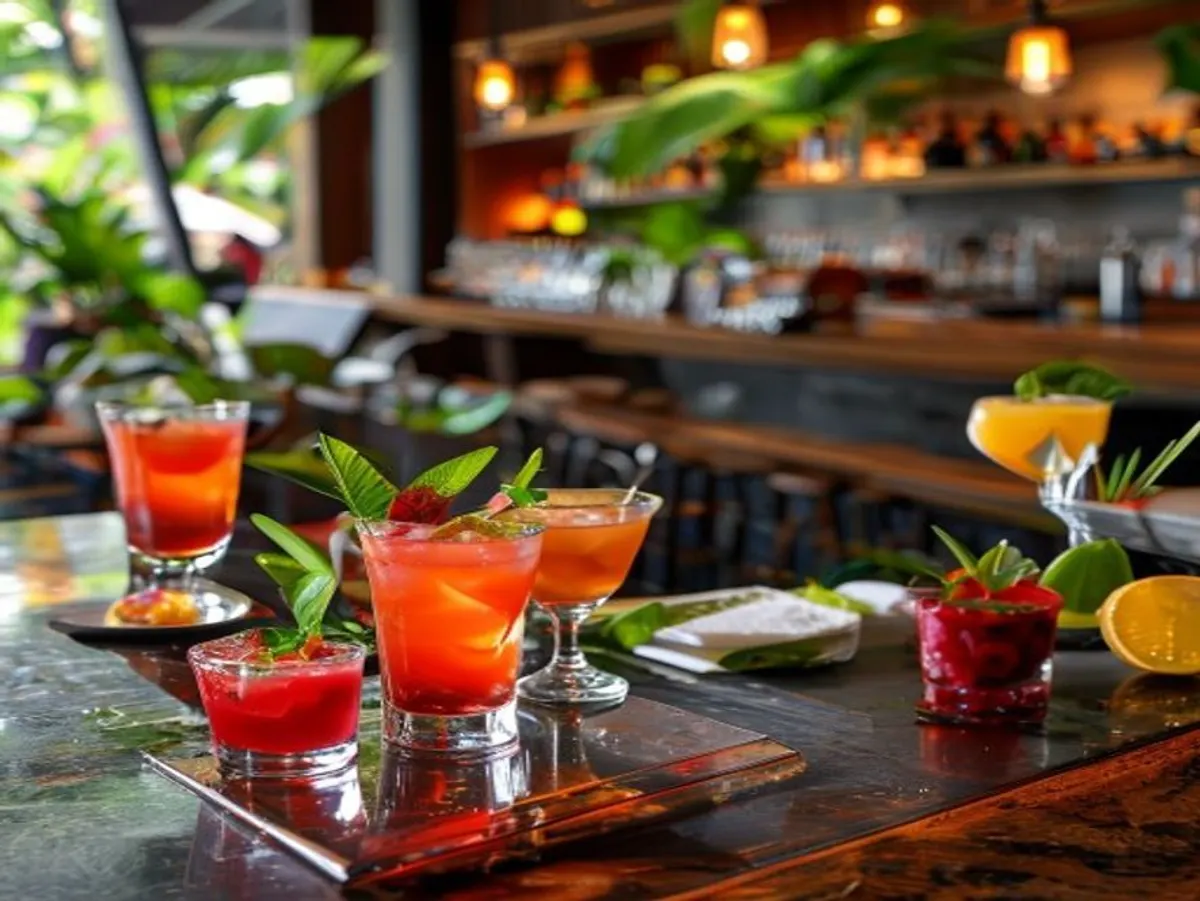 MyChef mixologist cost-testing a new cocktail recipe on a Bali venue bar