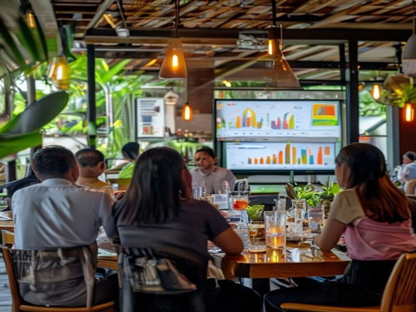 Bali venue leadership team reviewing a quarterly bar scorecard