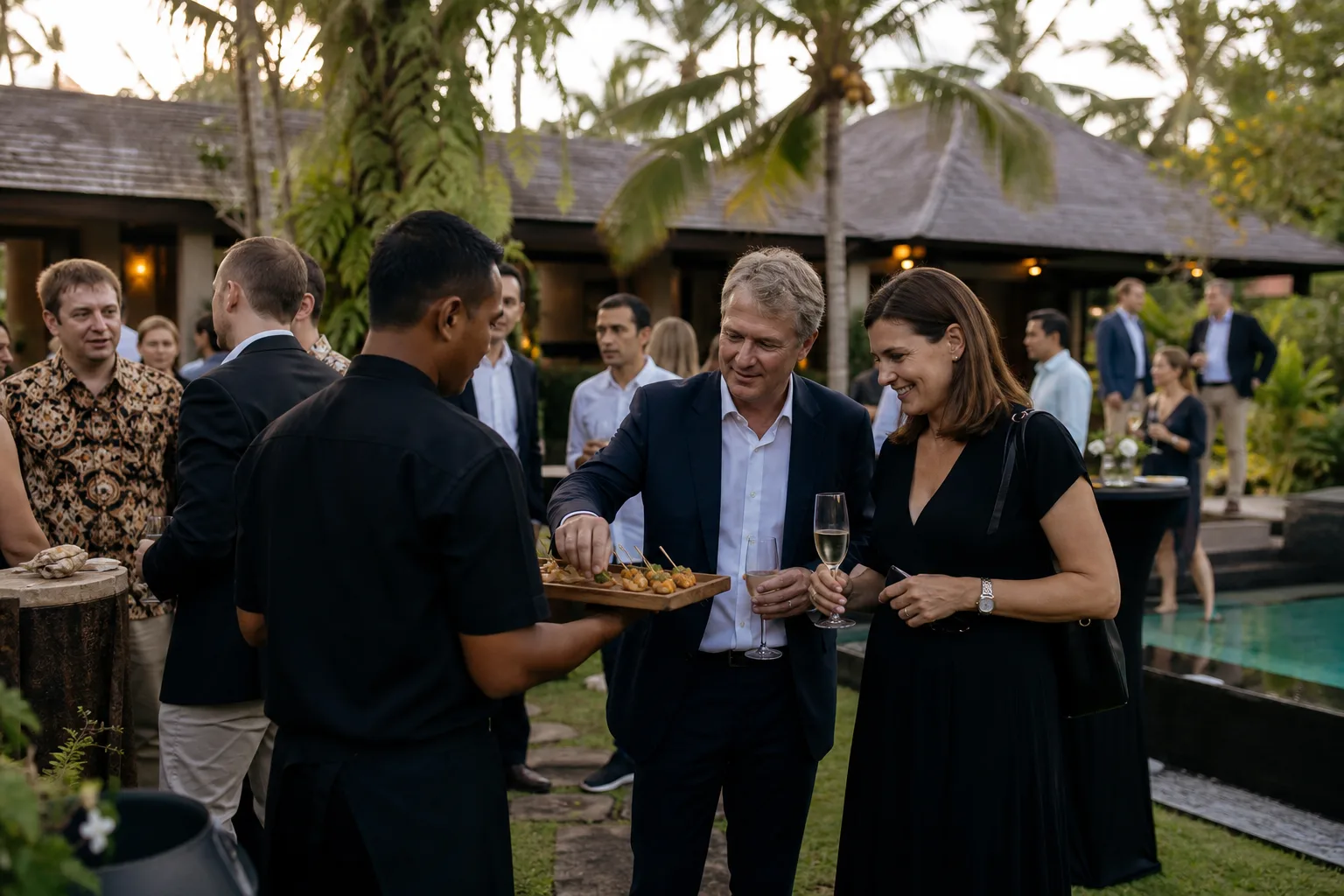 Corporate catering setup 4 at a Bali villa event by myCHEF