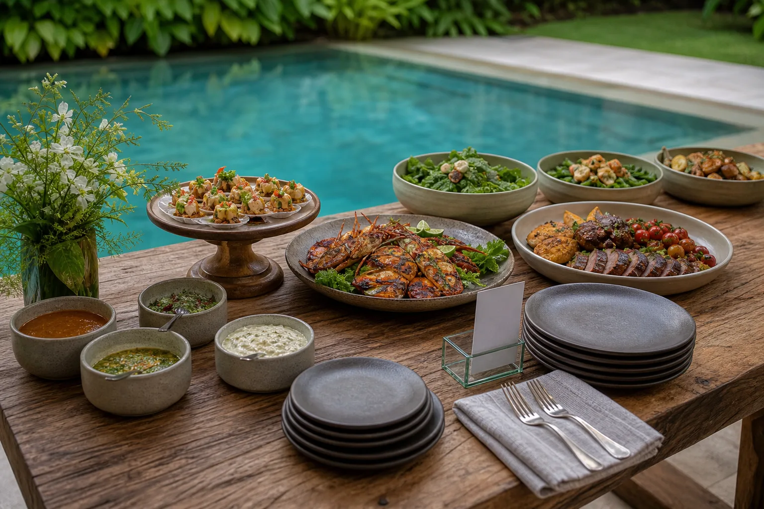 Drop-off catering setup 3 at a Bali villa
