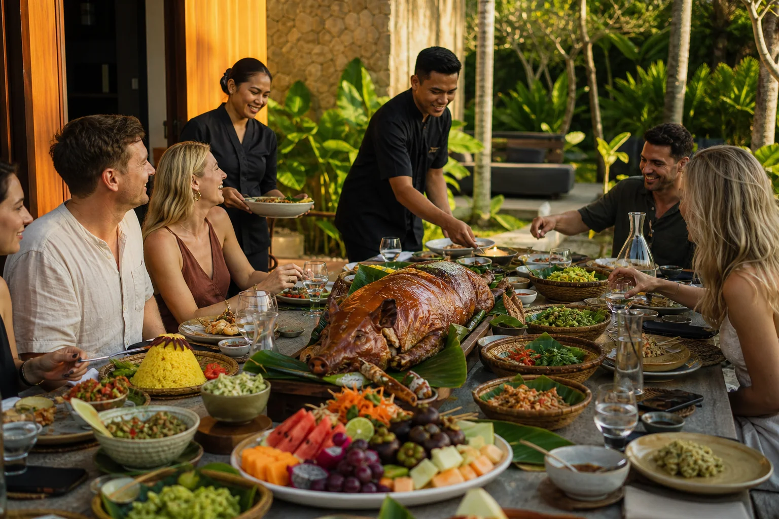 Babi Guling catering setup 6 at a Bali villa event