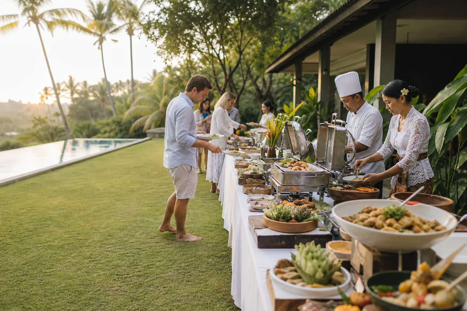 Private chef serving an intimate tasting dinner at a boutique villa in Mas, Bali