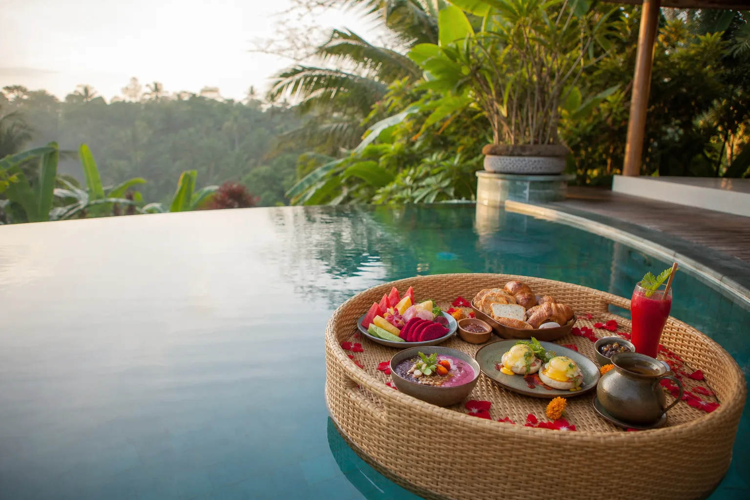 Chef serving sunset dinner at an ocean-view villa in Cemagi, Tabanan, Bali