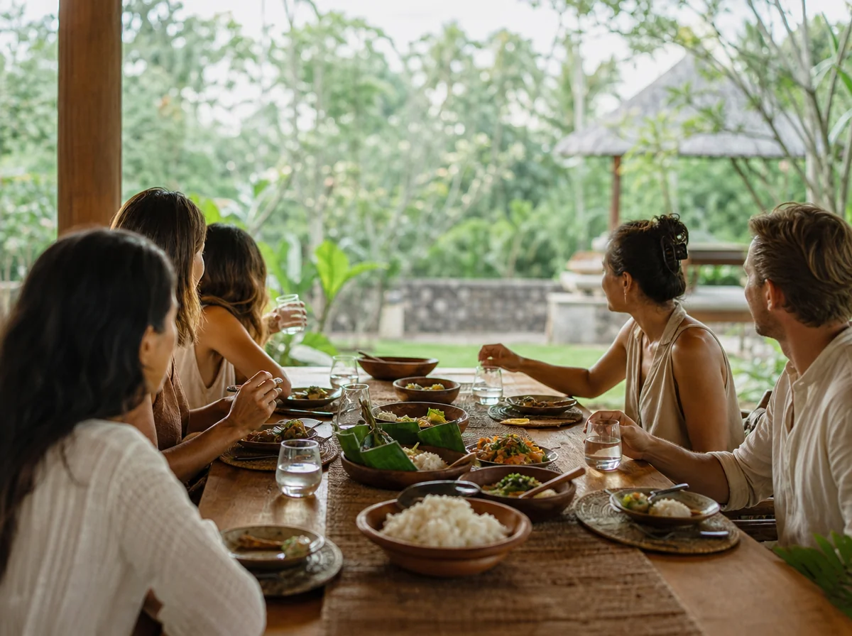 Private chef serving a fresh seafood dinner at a Candidasa beachfront villa in East Bali