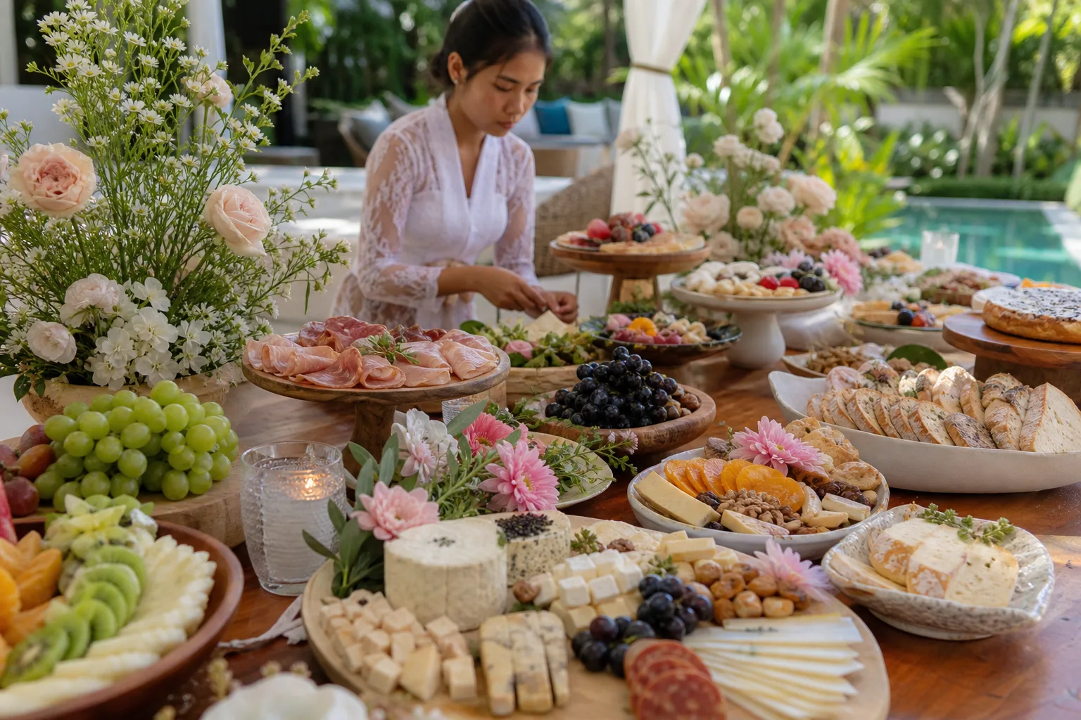Elegant grazing table for a Bali baby shower