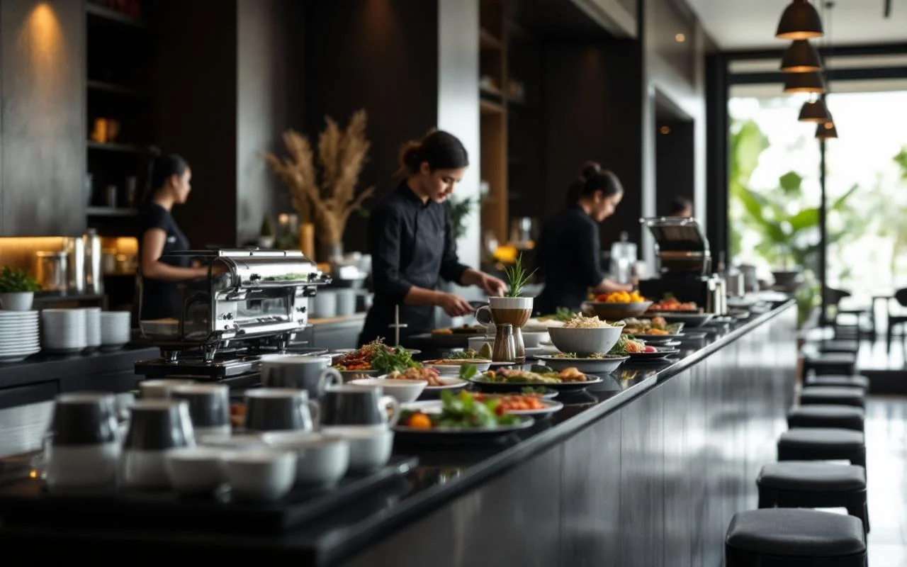 Corporate conference setup with catered service in Bali