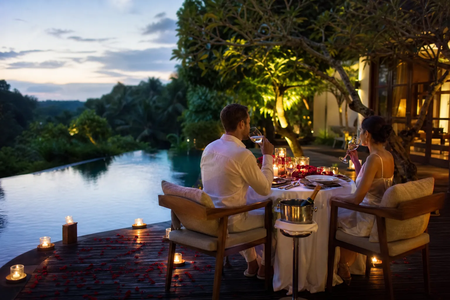 Private chef hosting a Singaraja villa event with North Bali sea views and local produce