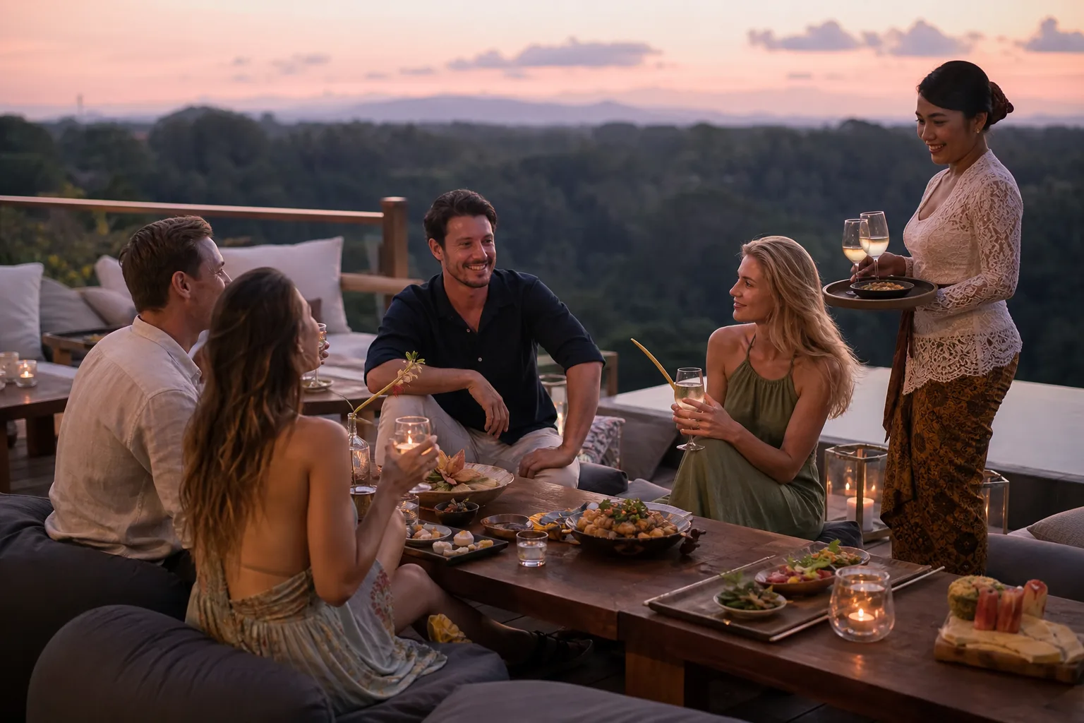 Late-night rooftop style villa party in Bali