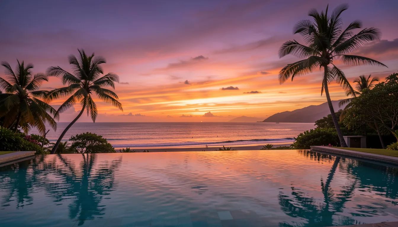 Dramatic Bali sunset over tropical landscape — myCHEF service areas