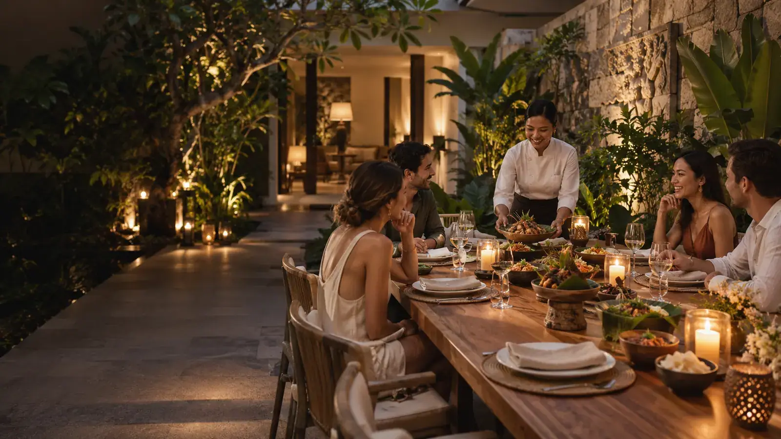 Private chef preparing Indonesian and Balinese cuisine at a Denpasar residential kitchen