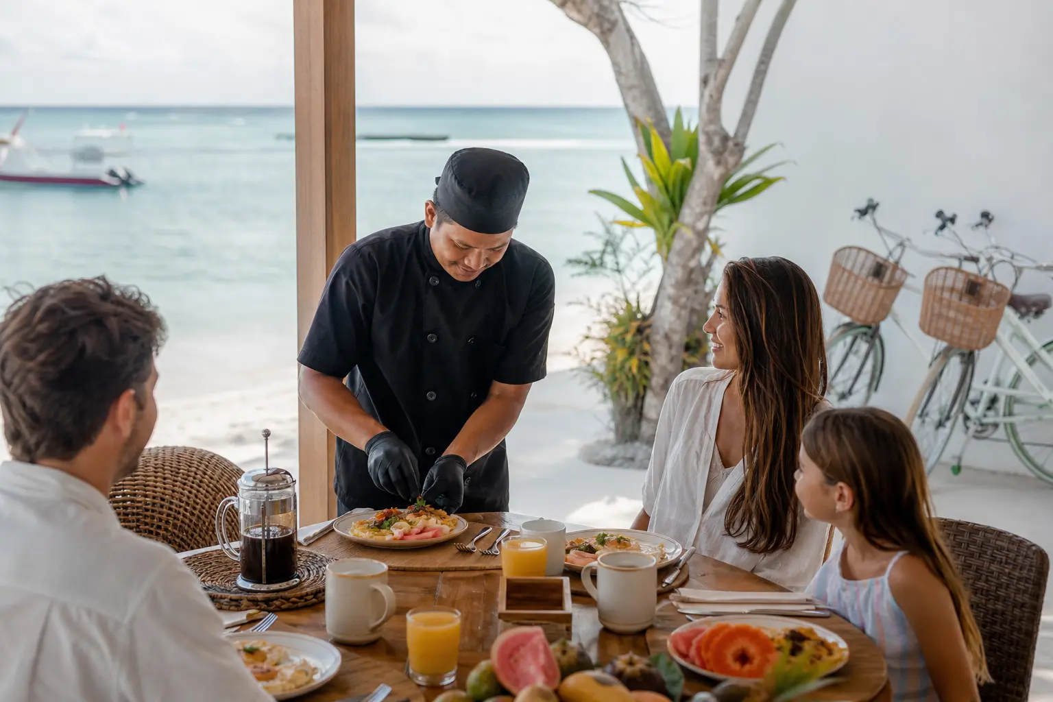 breakfast spread for a Gili Air family stay