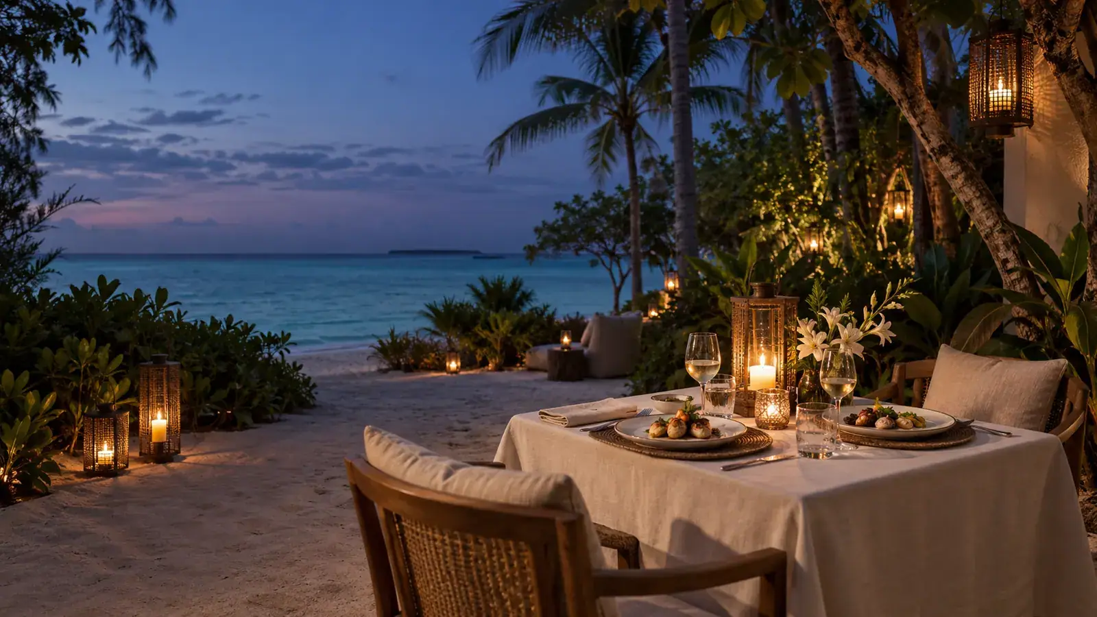 private dinner for two at a Gili Meno villa