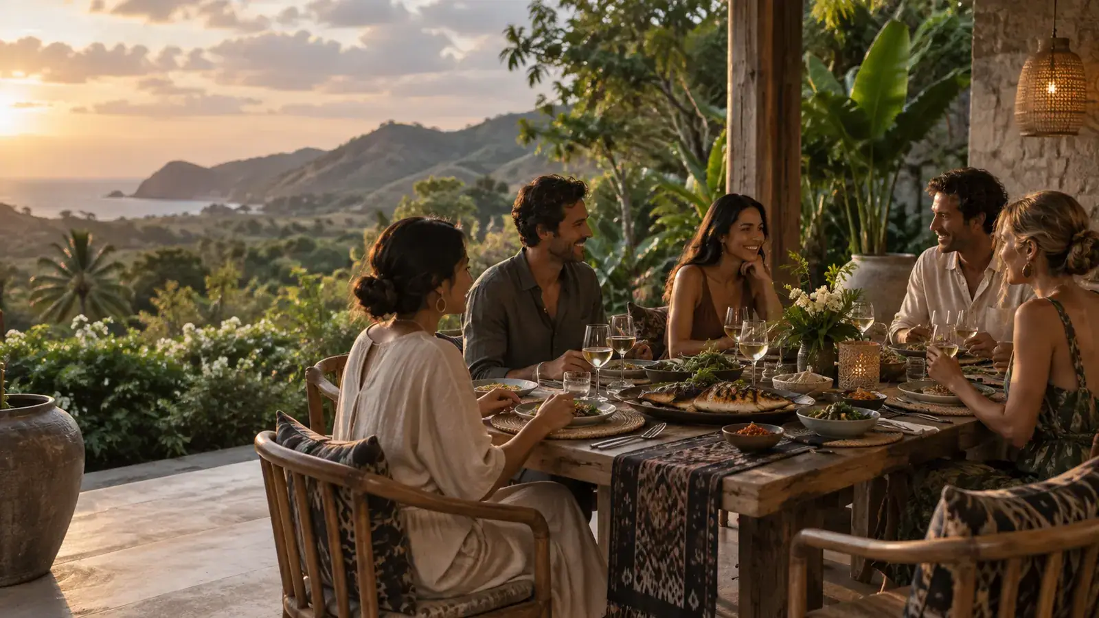 Villa dinner overlooking coastal hills
