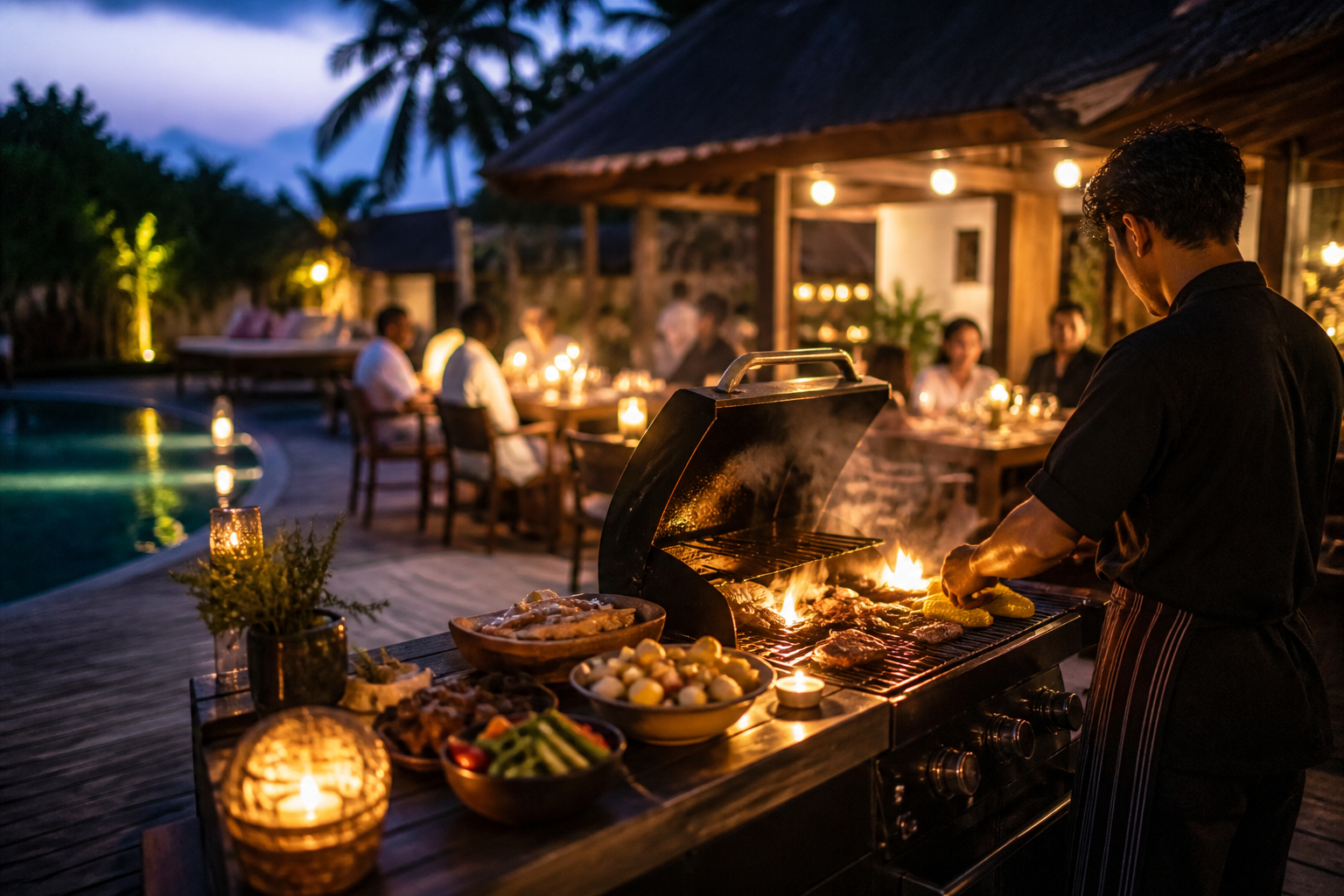 Catering Lombok villa BBQ night with myCHEF