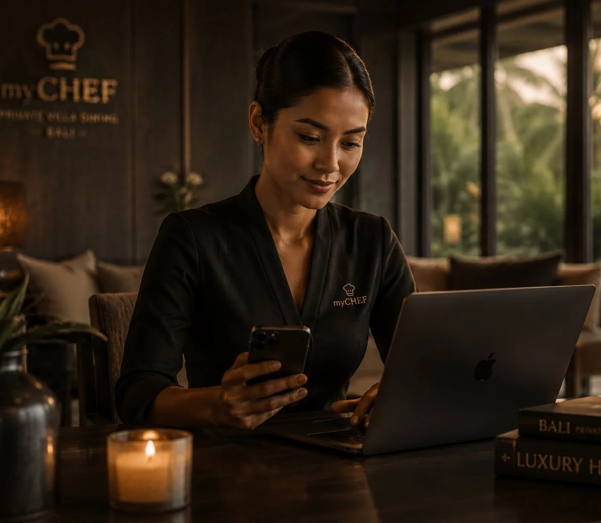 myCHEF concierge replying to a guest enquiry from the Bali office