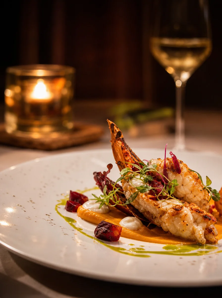Elegant private dining plate from a romantic proposal dinner in Bali