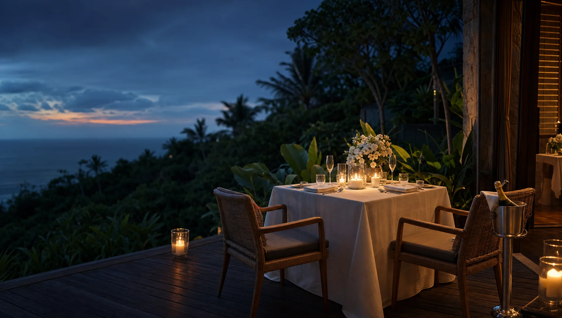 Proposal package Bali romantic dinner setup at a private villa
