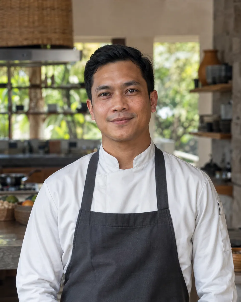 Illustrative portrait: Rizky Saputra — sauces and technique chef at myCHEF private dining, Bali