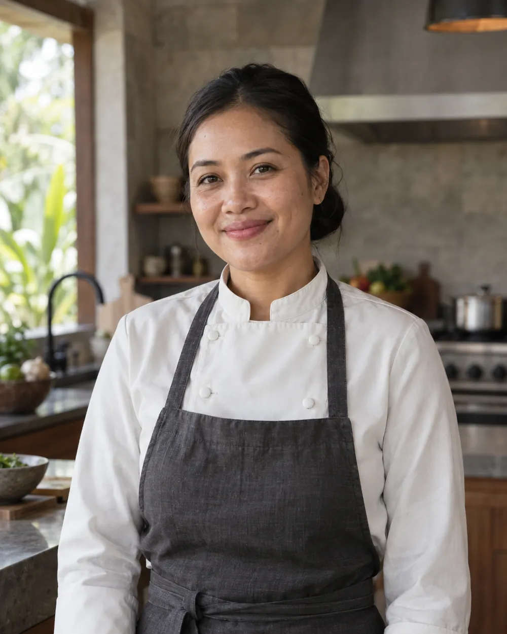 Illustrative portrait: Sari Dewi Kusuma — Wellness and Retreat Chef at myCHEF Bali